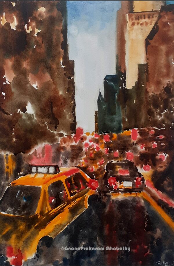 City Lights Watercolor