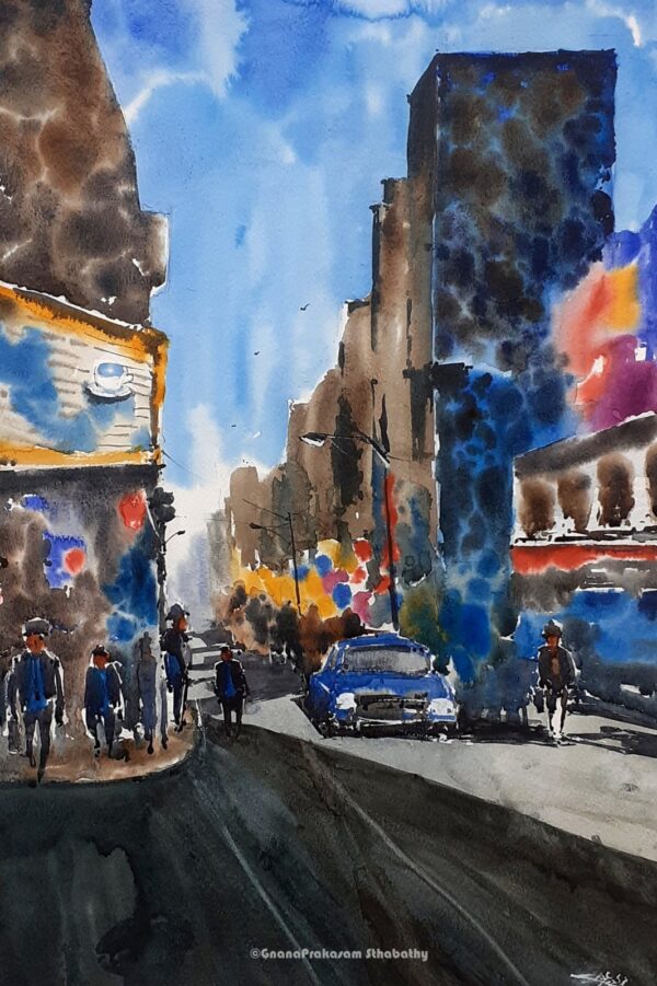 City Lights Watercolor