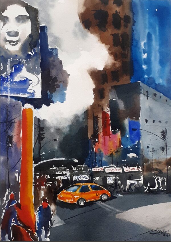 cityscape watercolor