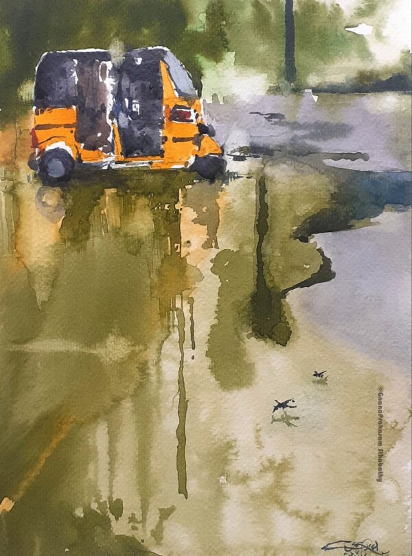 village life watercolor