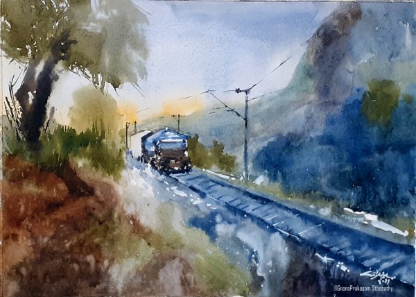 village life watercolor