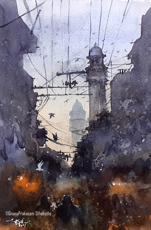 Mosque street-watercolor