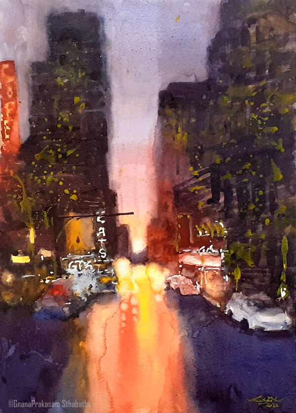 City Lights Watercolor