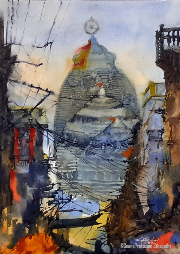 Sri Jagannatha Temple Puri- watercolor