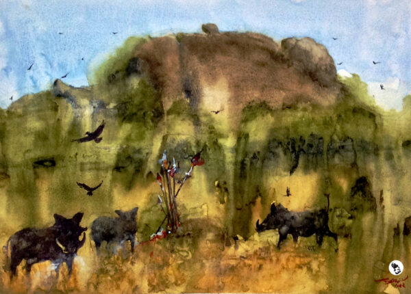 Village life – watercolor