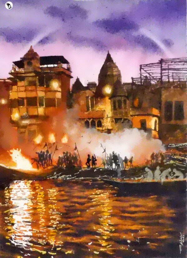 varanasi evening– watercolor